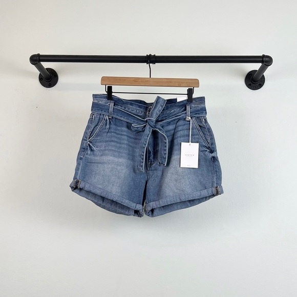 NWT KanCan Paperbag High Waisted Tie Belt Jean Shorts - Picture 5 of 10